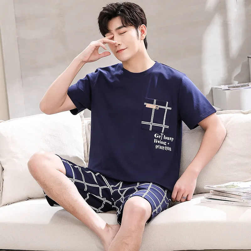 Men Casual Round Neck Short-Sleeved Printed Loose T-Shirt And Shorts Two-Piece Set