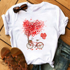 Women'S Fashion Love Flower Hot Air Balloon Print Round Neck Short Sleeve T-Shirt