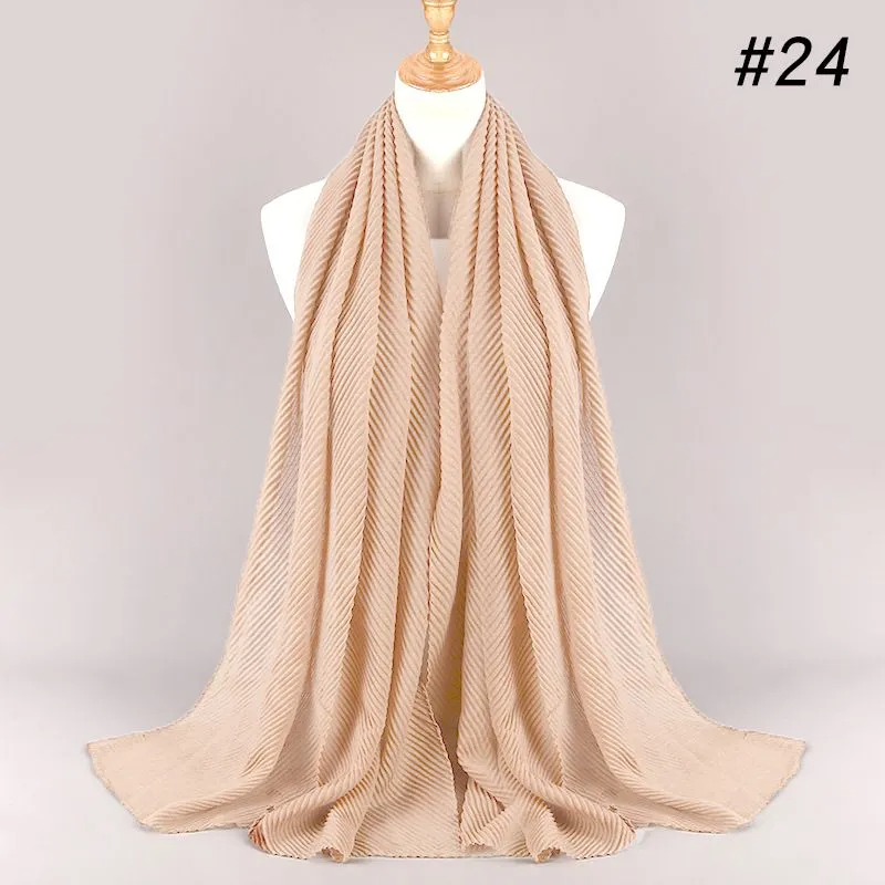 (Buy 1 Get 1) Women Fashion Twill Pleated Hijab Scarf