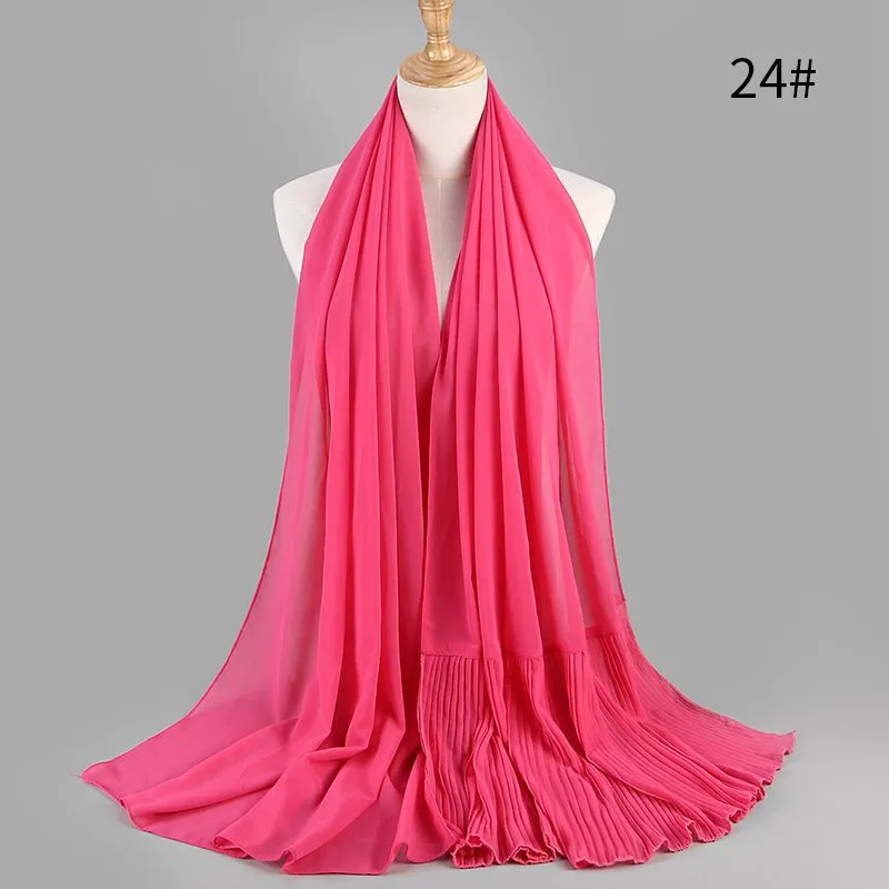 (Buy 1 Get 1) Ethnic Style Women Pleated Chiffon Hijab Scarf