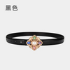 Women'S Fashion Casual Retro Gemstone Alloy Smooth Buckle Genuine Leather Thin Belt