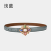 Women'S Fashion Casual Retro Gemstone Alloy Smooth Buckle Genuine Leather Thin Belt