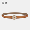 Women'S Casual Fashion Rhinestone Flower Alloy Pin Buckle Leather Belt