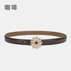 Women'S Casual Fashion Rhinestone Flower Alloy Pin Buckle Leather Belt