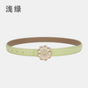 Women'S Casual Fashion Rhinestone Flower Alloy Pin Buckle Leather Belt