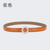 Women'S Fashion Casual Rhinestone Round Alloy Buckle Leather Belt