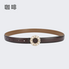 Women'S Fashion Casual Rhinestone Round Alloy Buckle Leather Belt