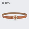 Women'S Fashion Casual Rhinestone Round Alloy Buckle Leather Belt