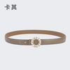 Women'S Fashion Casual Rhinestone Round Alloy Buckle Leather Belt