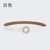 Women'S Fashion Casual Rhinestone Round Alloy Buckle Leather Belt