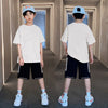 Children Kids Baby Fashion Boys Basic Casual Short Sleeve Print T-Shirt And Shorts 2pcs Set