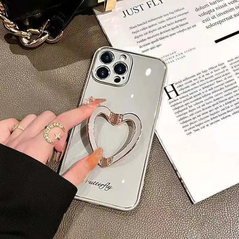 Women Fashion Simple Love Bracket Phone Case