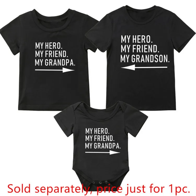 (Buy 1 Get 1) Grandpa And Grandson Letter Graphic Family Matching Short Sleeve T-Shirt