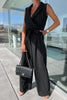 Elegant Women Office Chic Sleeveless Surprisingly Lapel Jumpsuits