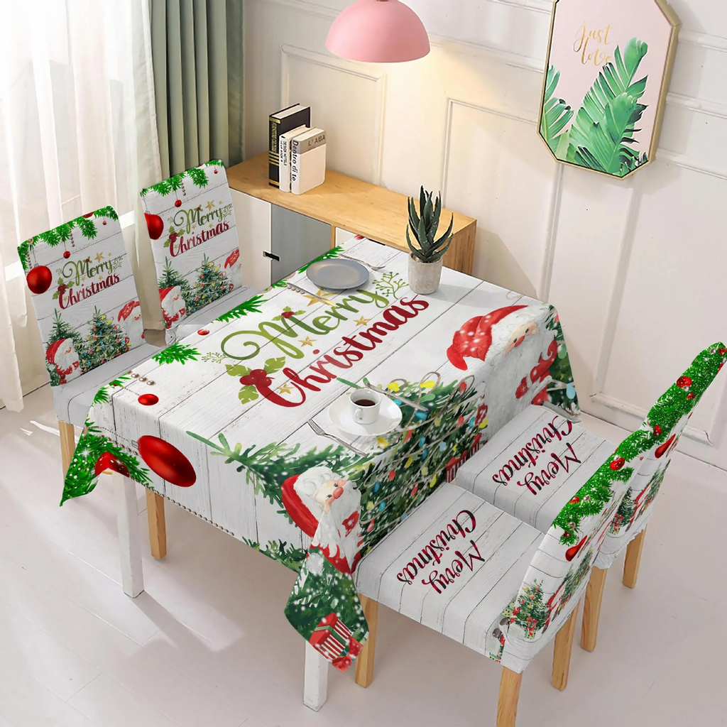 (Buy 1 Get 1) Christmas Cartoon Fashion Santa Bell Snowman Printed Tablecloth Tableware