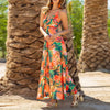 Summer Women Casual Bohemian V-Neck Floral Print Maxi Dress