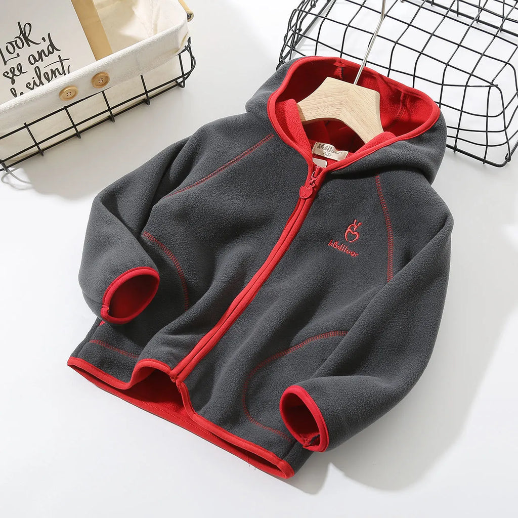 Kids Toddler Girls Boy Fashion Casual Sports Reversible Fleece Hooded Jacket