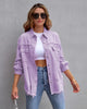 Women Fashion Casual Lapel Ripped Denim Coat Jeans