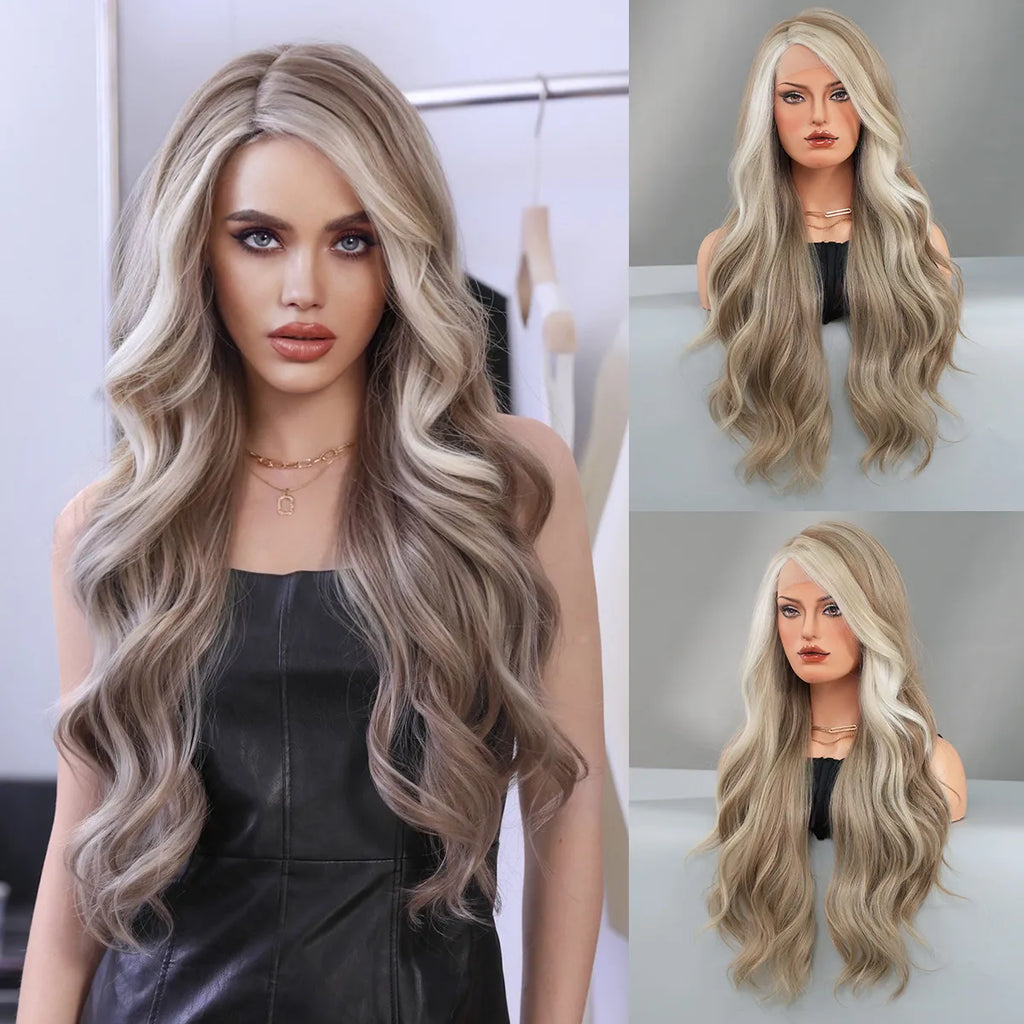 Women Fashion Gradient Large Wave Long Curly Wig