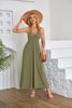 Summer Women Fashion Solid Color V-Neck Halter Neck Backless Maxi Dress