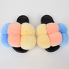 Women'S Winter Fashion Plus Size Multicolor Fur Ball Flat Slippers