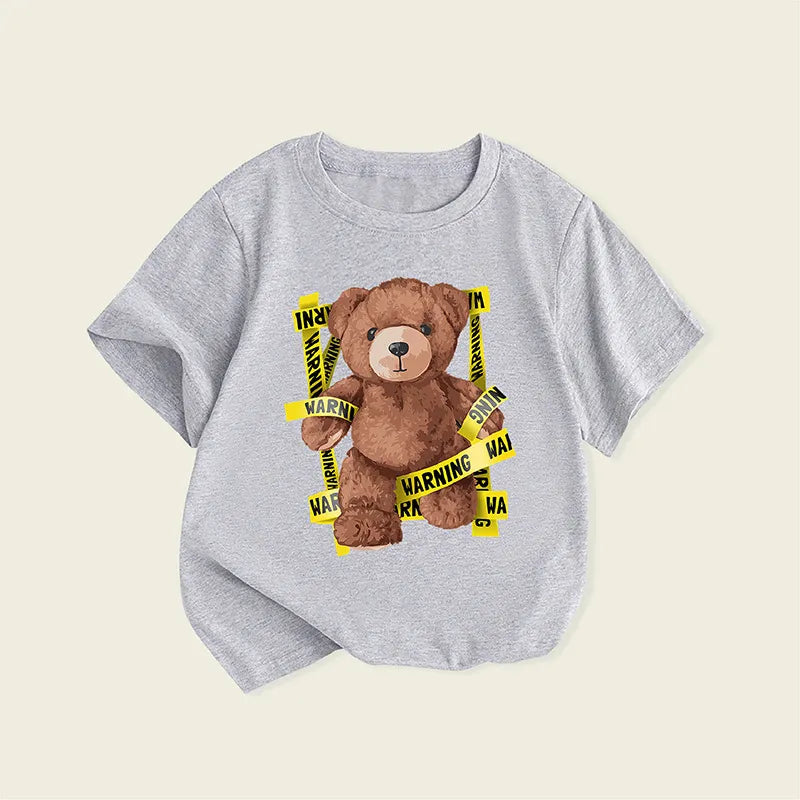 Buy 1 Get 1 Children Kids Baby Fashion Girls Boys Casual Basic Cartoon Bear Print Short Sleeve T-Shirt