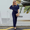 Women Fashion Casual Solid Color Round Neck Short Sleeve High Waist Wide Leg Lace Up Jumpsuit