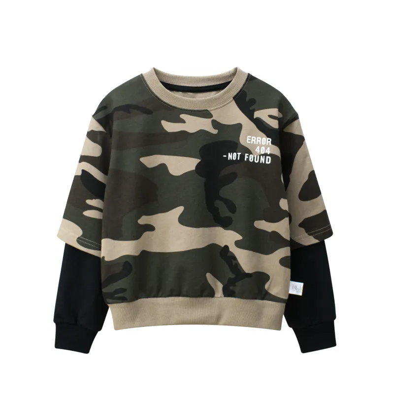 Children Kids Toddlers Boys Long Sleeve Camouflage Letter Print Sweatshirt