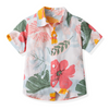 Children Kids Fashion Casual Vacation Cotton Lapel Floral Print Single-Breasted Short-Sleeved Top