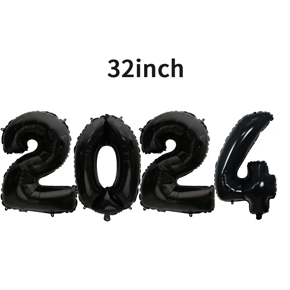 (Buy 1 Get 2 ) 32 Inch 2024 Digital Balloon New Year Day Party Venue Decoration