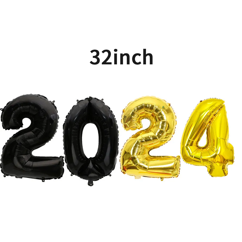 (Buy 1 Get 2 ) 32 Inch 2024 Digital Balloon New Year Day Party Venue Decoration