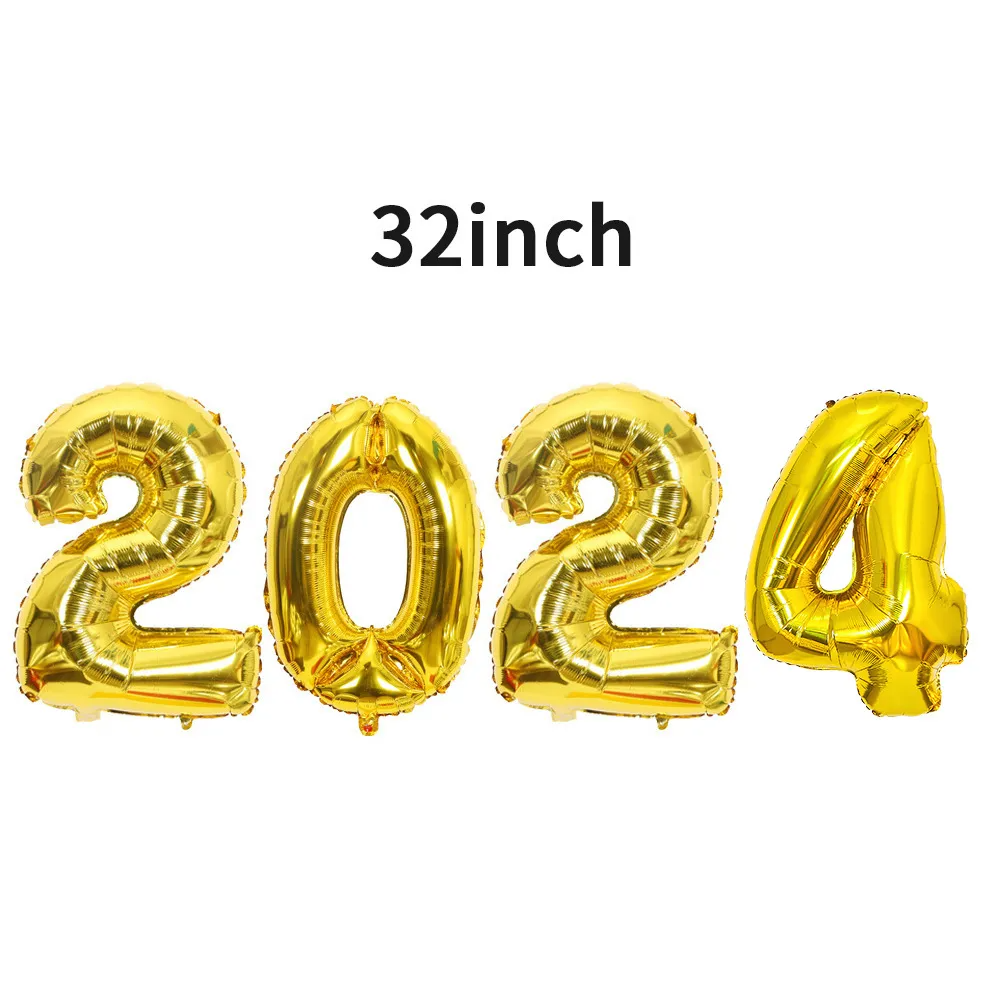 (Buy 1 Get 2 ) 32 Inch 2024 Digital Balloon New Year Day Party Venue Decoration