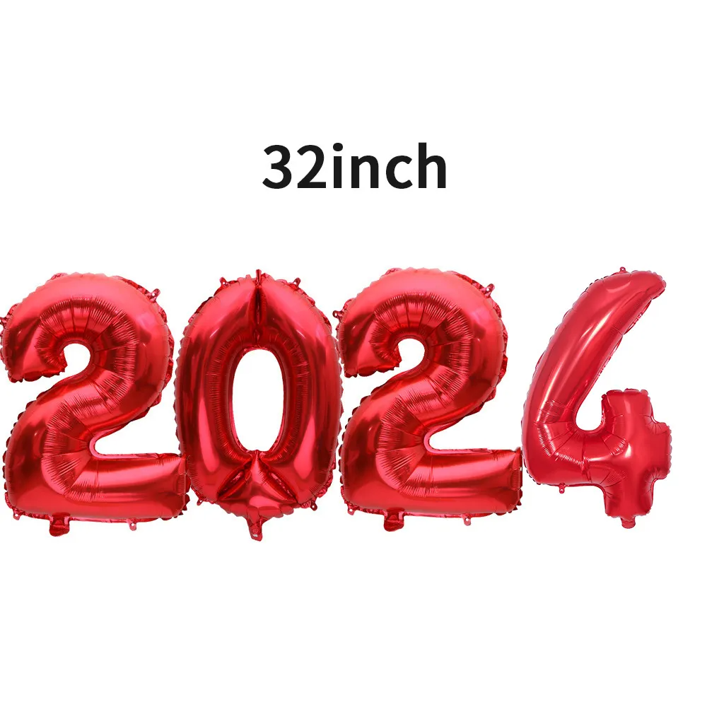 (Buy 1 Get 2 ) 32 Inch 2024 Digital Balloon New Year Day Party Venue Decoration