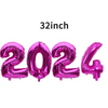 (Buy 1 Get 2 ) 32 Inch 2024 Digital Balloon New Year Day Party Venue Decoration