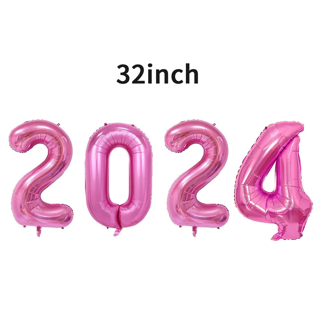 (Buy 1 Get 2 ) 32 Inch 2024 Digital Balloon New Year Day Party Venue Decoration