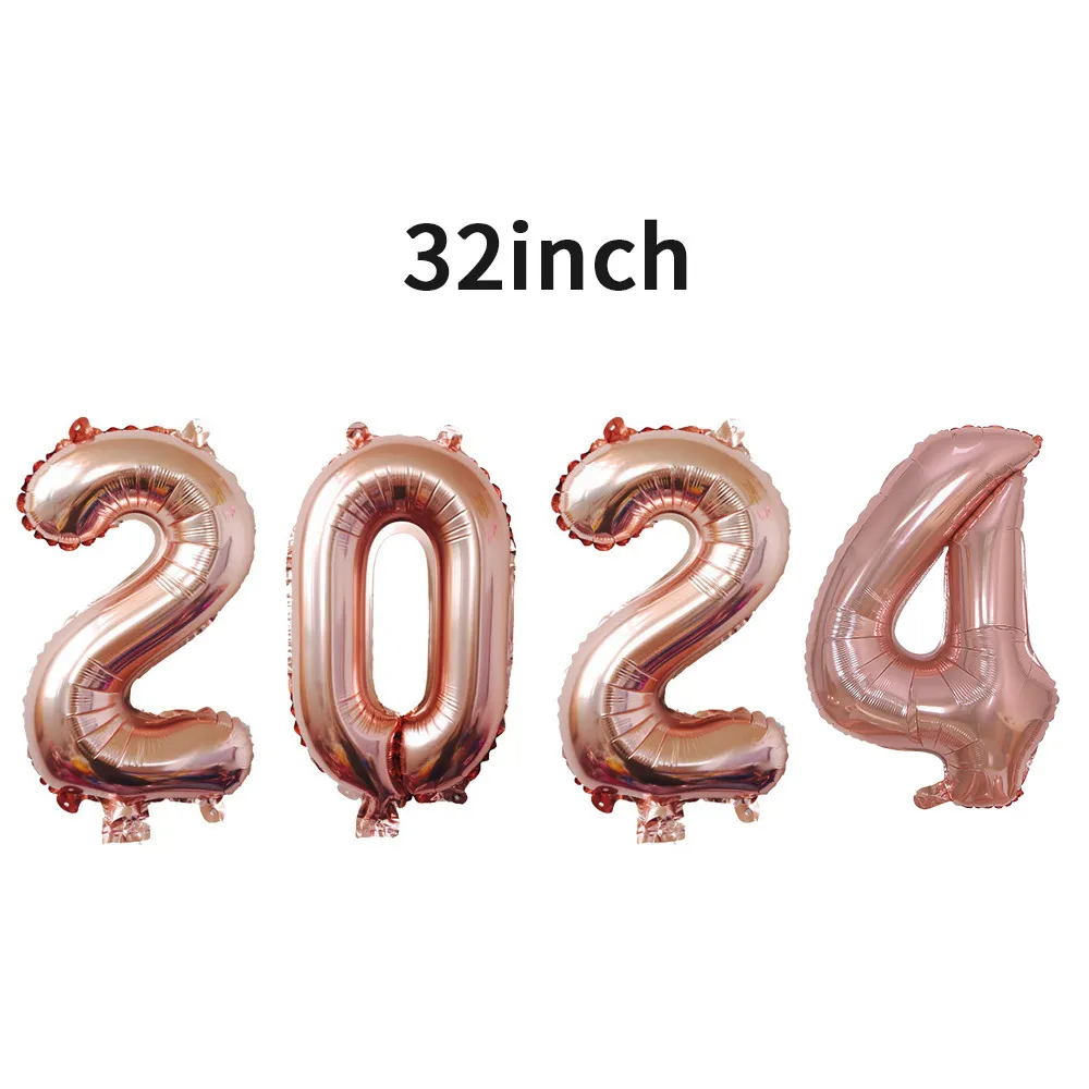 (Buy 1 Get 2 ) 32 Inch 2024 Digital Balloon New Year Day Party Venue Decoration