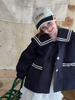 ( Buy 1 Get 2 )Kids Toddler Girls Spring Autumn Casual Cute Solid Color Sailor Suit Button Lapel Long Sleeve Coat