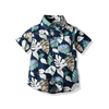 Children Kids Fashion Casual Vacation Cotton Lapel Floral Print Single-Breasted Short-Sleeved Top