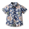 Children Kids Fashion Casual Vacation Cotton Lapel Floral Print Single-Breasted Short-Sleeved Top