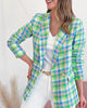 Autumn Winter Women Fashion Casual Plaid Long Sleeve Pocket Printed Double-Breasted Suit Jacket Blazers