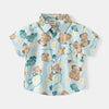 Kids Toddler Boys Fashion Casual Cute Cartoon Print Short Sleeve Lapel Shirt