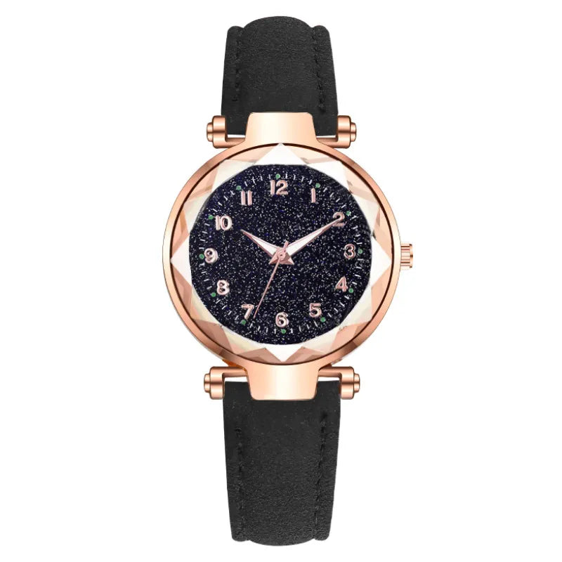 Buy 1 Get 1 Women Chic Star Pattern Dial PU Band Quartz Watch