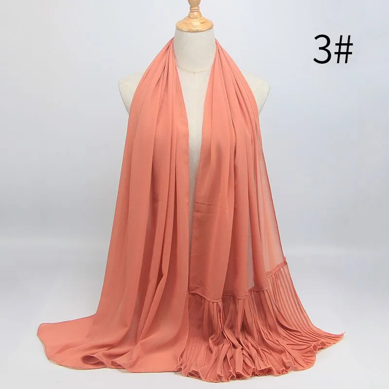 (Buy 1 Get 1) Ethnic Style Women Pleated Chiffon Hijab Scarf