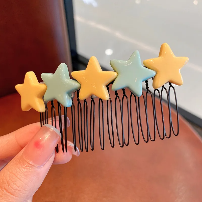 (Buy 1 Get 2) Kids Girls  Candy Color Floral Heart Star Comb Hair Card