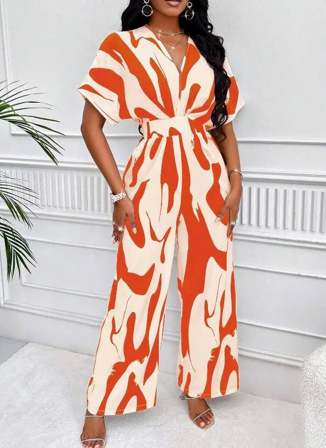 Women Fashion Printed Wide-Leg Jumpsuit