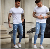 Men Casual Frayed Slim Jeans