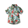 Children Kids Fashion Casual Vacation Cotton Lapel Floral Print Single-Breasted Short-Sleeved Top