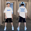 Children Kids Baby Fashion Boys Basic Casual Short Sleeve Print T-Shirt And Shorts 2pcs Set