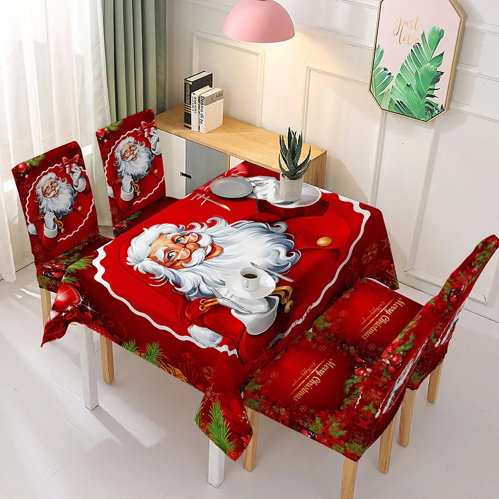 (Buy 1 Get 1) Christmas Cartoon Fashion Santa Bell Snowman Printed Tablecloth Tableware