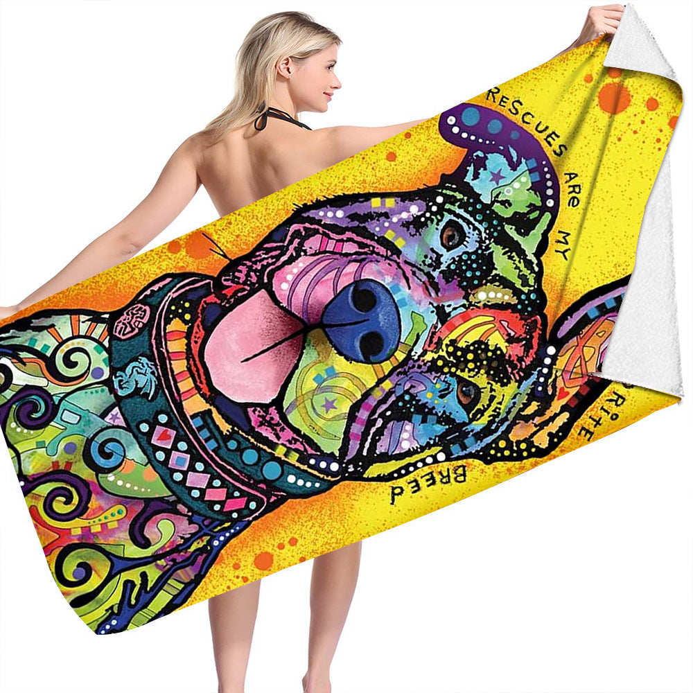 Cartoon Creative Ink Cat Printing Microfiber Beach Towel-Buy One Get One